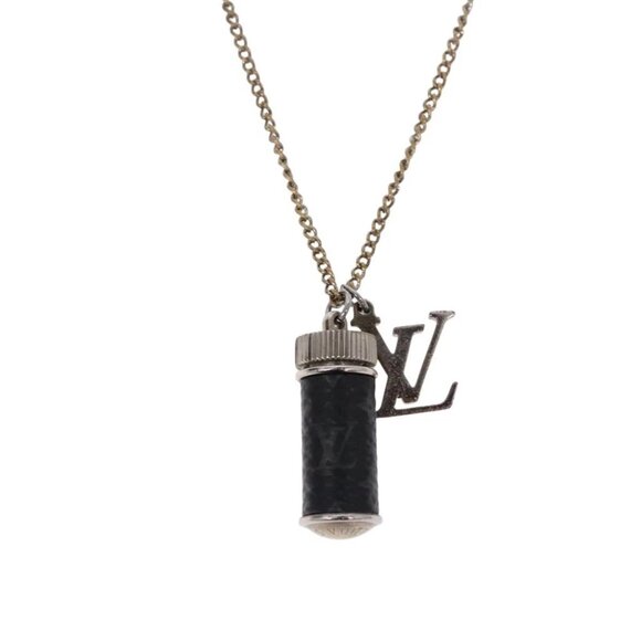 LOUIS VUITTON Collier Charm Necklace metal Silver LV Auth - Picture 1 of 16